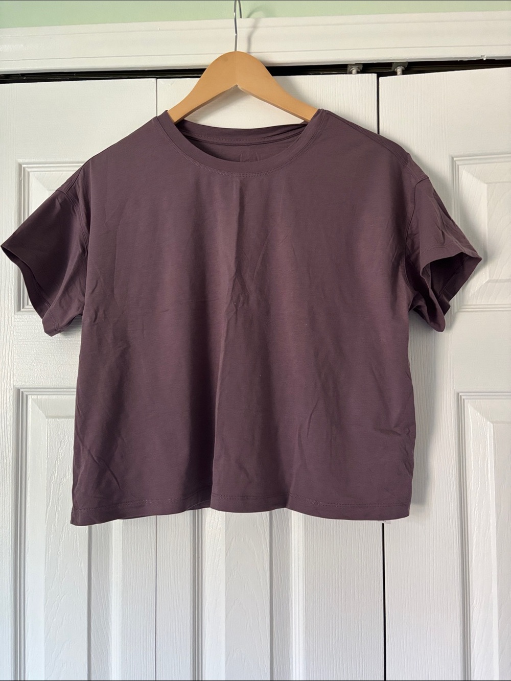 CRZ YOGA Cropped Crewneck Tee in Plum